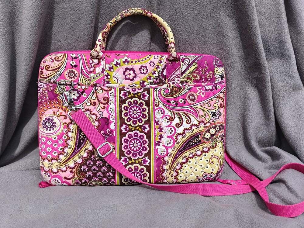 Vera Bradley Very Berry Paisley Hard Shell Laptop Case Bag Briefcase Work School